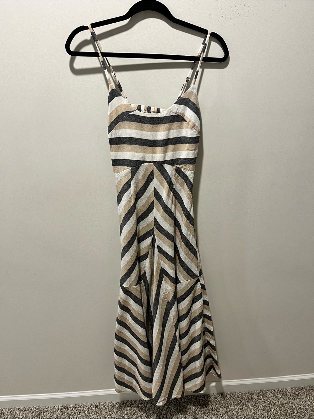 Tulip Creations 100% Cotton Dress Size M Neutral Geometric Stripe Beachy